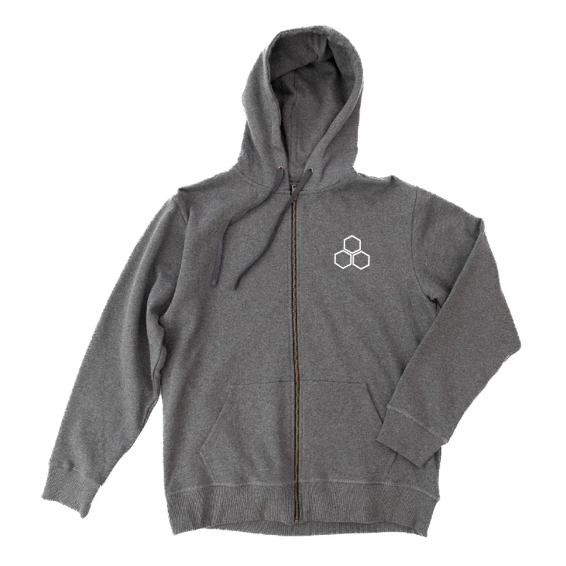 Monochrome Fit Channel Islands OG Flag Men's Zip-Up Hoodie - Heather Grey