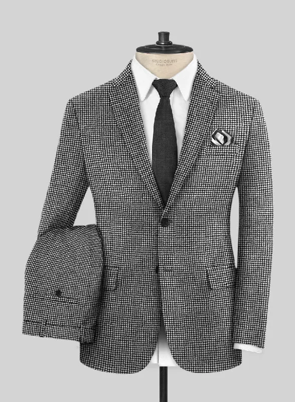 Elegant Sporty Caccioppoli Saghio Houndstooth Gray Wool Suit