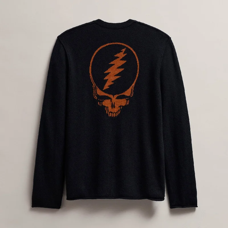 Sophisticated Weekend Men's Grateful Dead Recycled Cashmere Sweater - Black/Burnt Orange