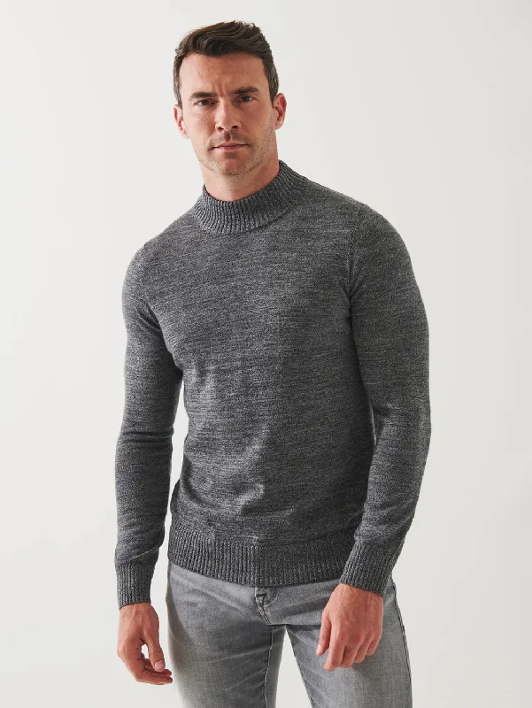 Structured Monochrome Extra-Fine Merino Mock Neck Sweater - Asteroid