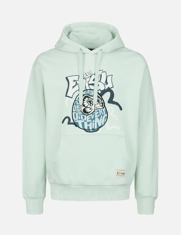 Smart Casual Look Daruma Denim Appliqué Hooded Sweatshirt