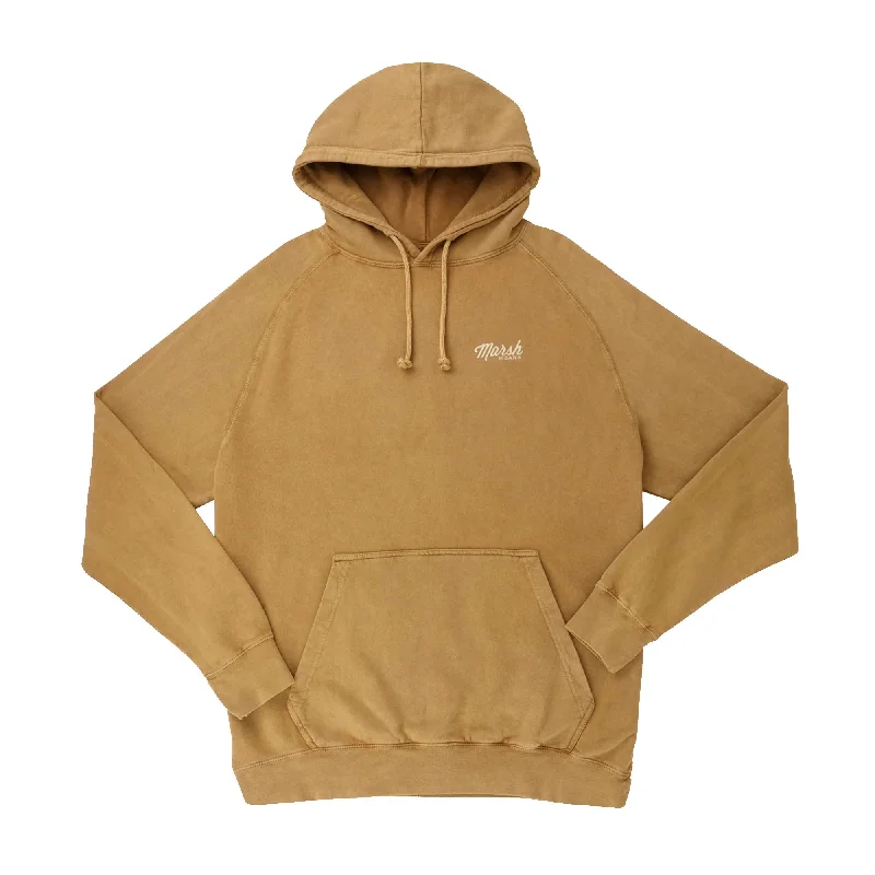 Soft Statement Marsh Wear Script Men's L/S Hoodie - Tan