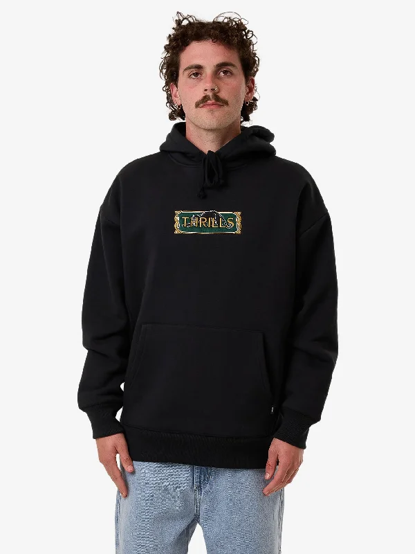 Simplistic Monochrome Behind It All Slouch Pull On Hood - Pirate Black