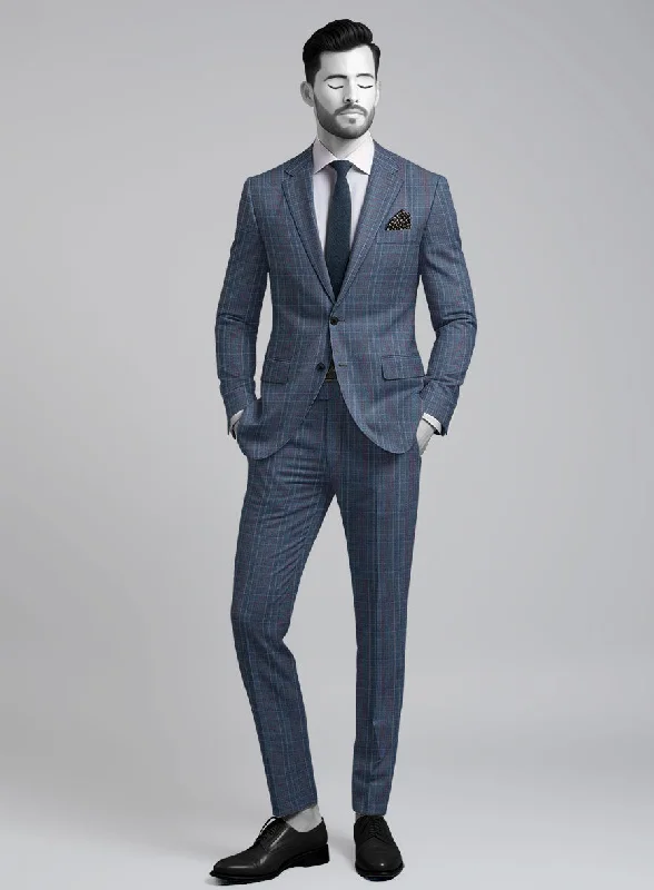 Classic Comfort Napolean Canzo Glen Blue Wool Suit