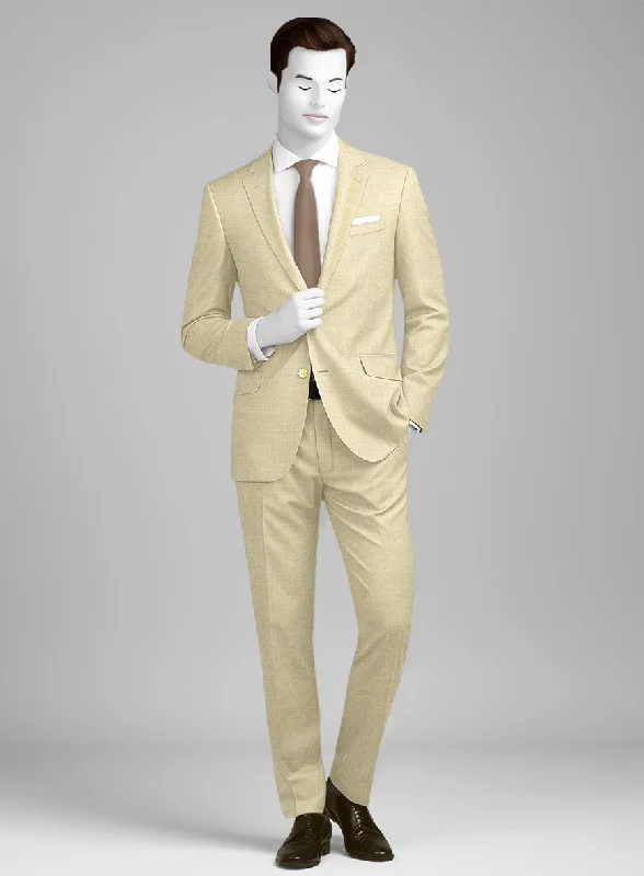 Contemporary Sporty Napolean Spring Latte Beige Wool Suit