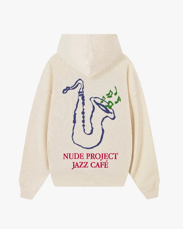 Retro Street Look JAZZ CAFÉ HOODIE MARSHMALLOW