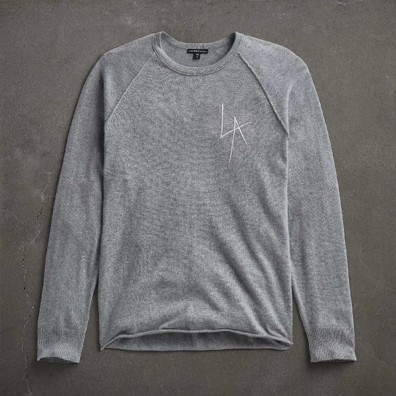 Relaxed Monochrome Look JP x LA Cashmere Raglan - Heather Grey