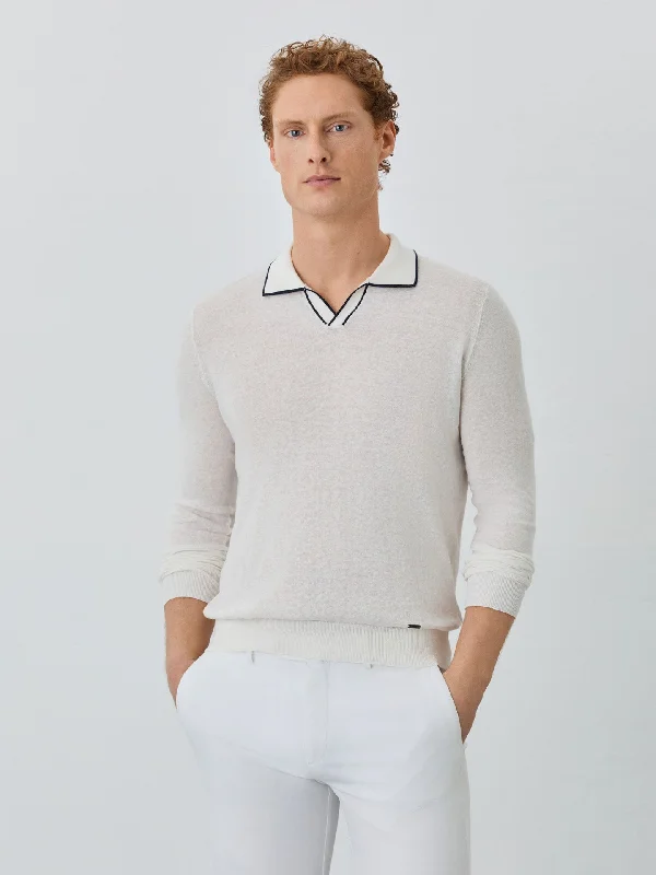 Retro Smart Sweater With Long Sleeves In Cotton-linen Blend