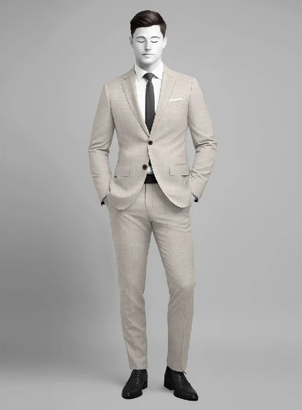 Weekend Rugged Napolean Ricci Muted Beige Wool Suit