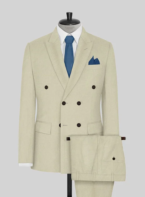 Elevated Outerwear Napolean Light Beige Wool Suit