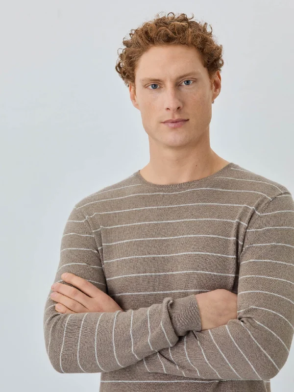 Rugged Fit Sweater With Long Sleeves In Wool, Silk And Cashemere Blend