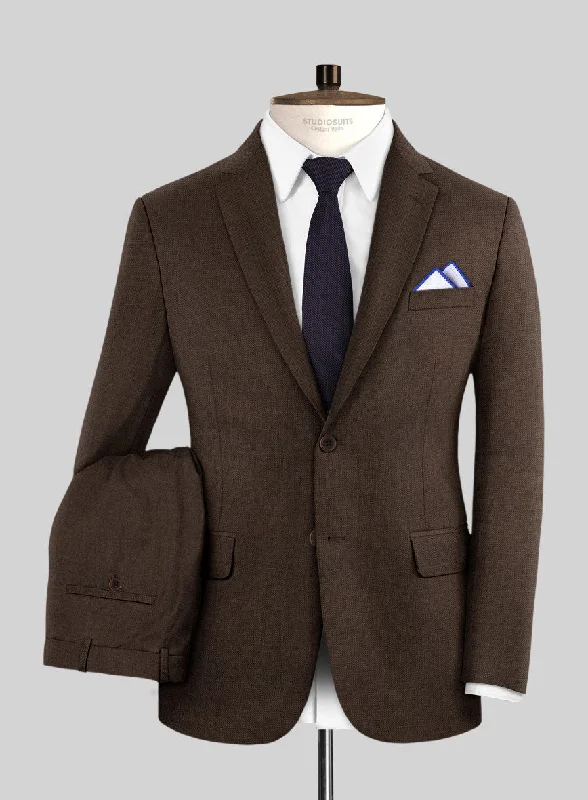 Relaxed Monochrome Look Fresco Brown Wool Suit