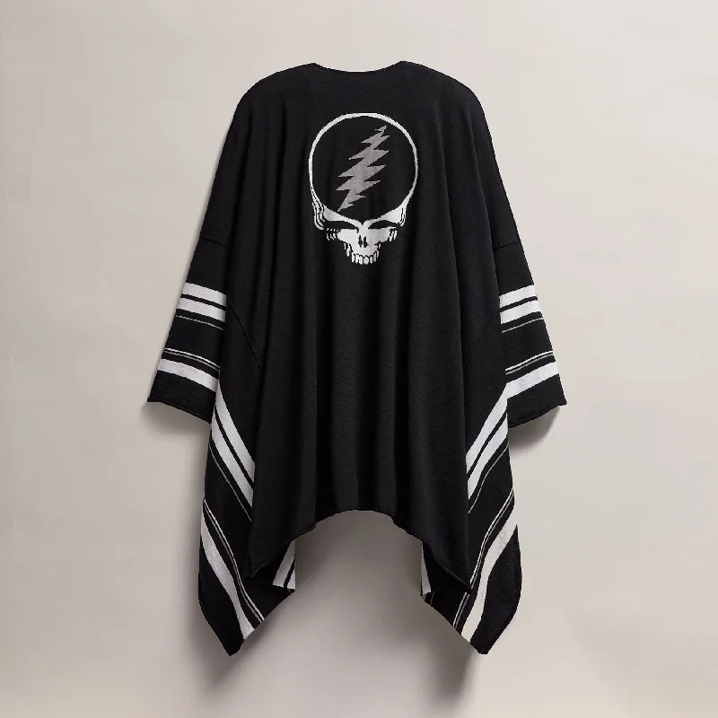 Neutral Sportwear Grateful Dead Linen Blend Poncho - Black/Silver Grey/White