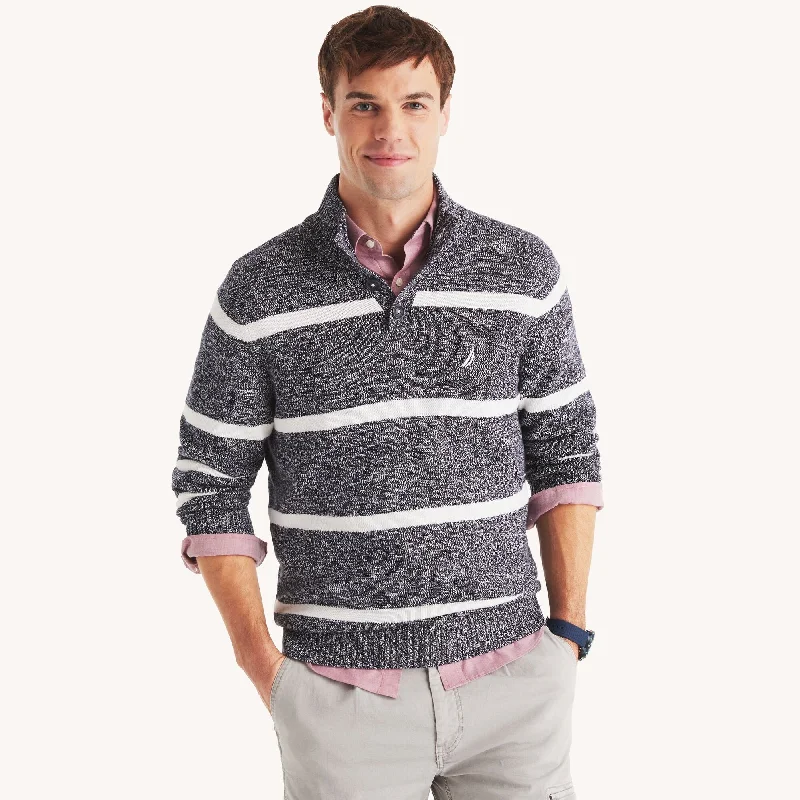 Urban Essentials Nautica Mens Striped Mock-Neck Sweater