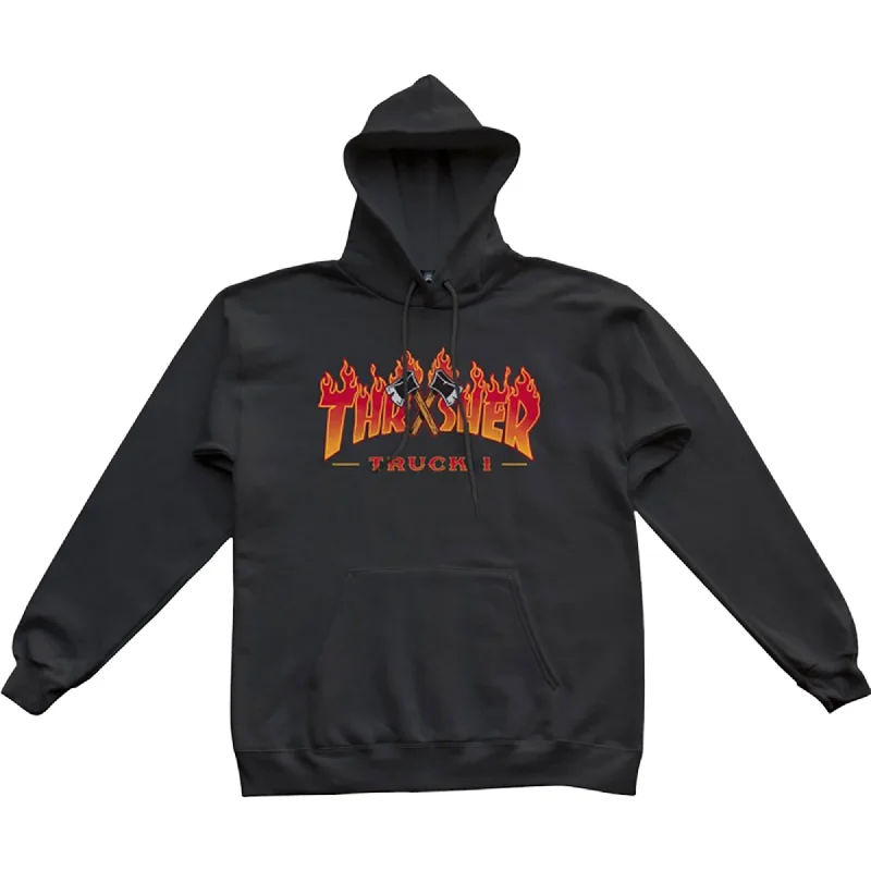 Urban Street Look Thrasher Truck 1 Men's L/S Hoodie - Black