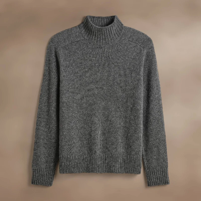 Elegant Sporty Cashmere Funnel Neck Sweater - Thunder