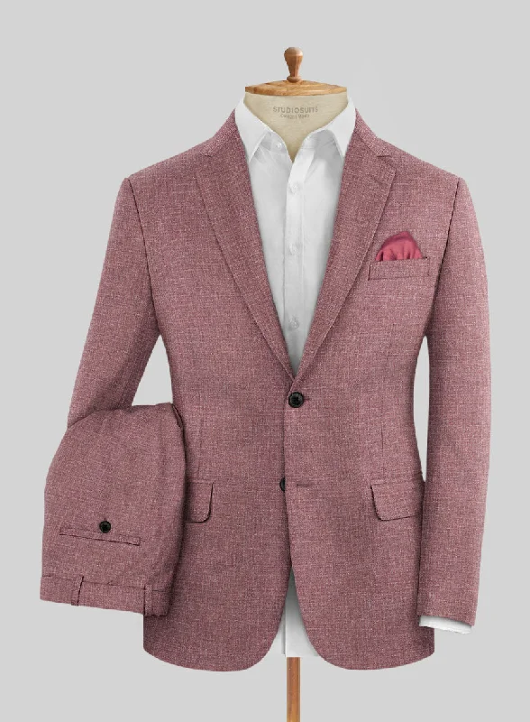 Sporty Fit Look Noble Mauve Wool Silk Linen Suit