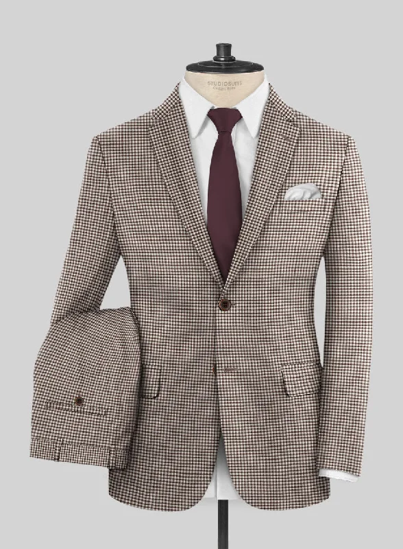 Modern Pastels Reda Beltra Brown Checks Wool Suit