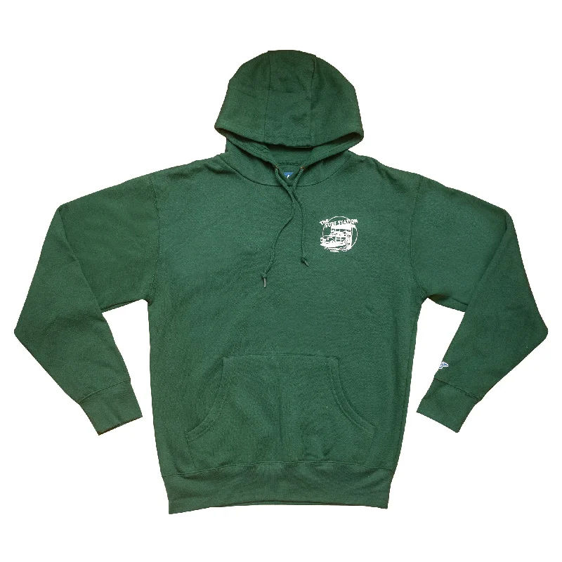 Rugged Weekend Surf Station Circle Woody Men's Hoodie - Green