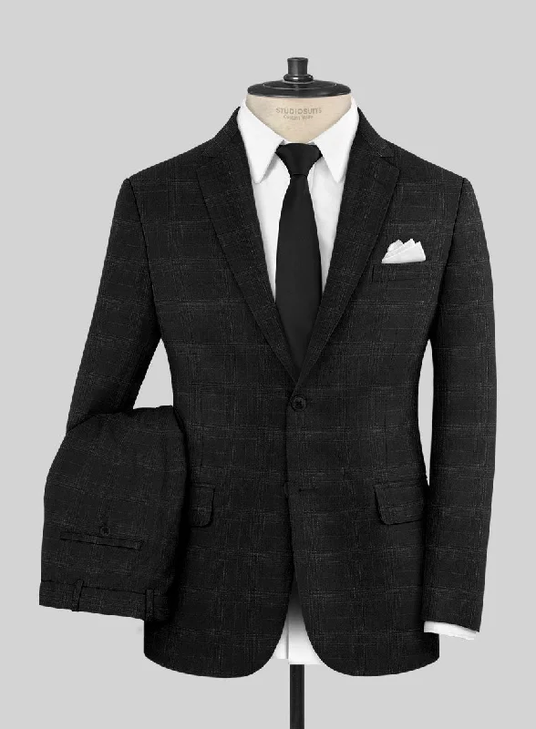 Chic Fitwear Reda Xime Black Checks Wool Suit