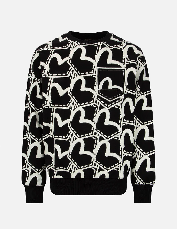 Casual Rugged Allover Seagull Pocket Graphic Print Sweatshirt