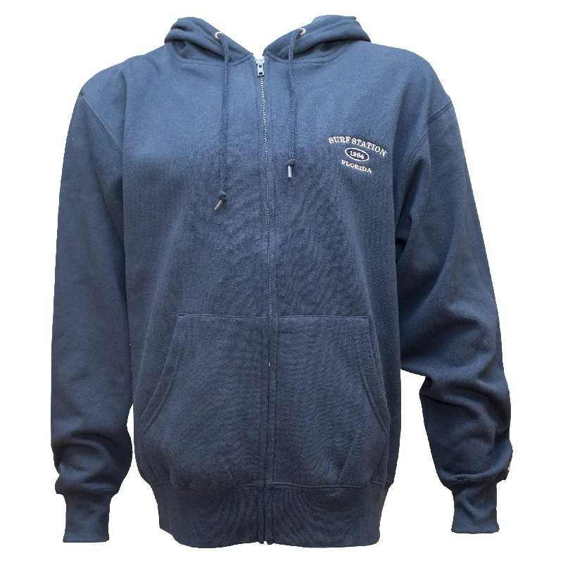 Sleek Edge Look Surf Station Varsity Men's L/S Hoodie - Navy