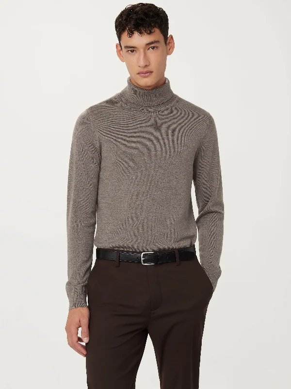 Classic Comfort The Merino Wool Turtleneck  in Dark Taupe