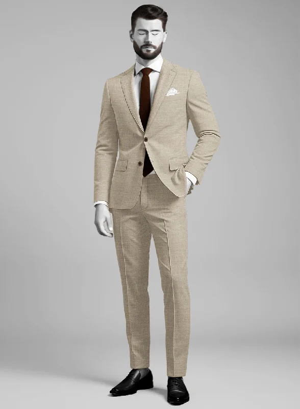 Earthy Fit Napolean Melange Khaki Wool Suit