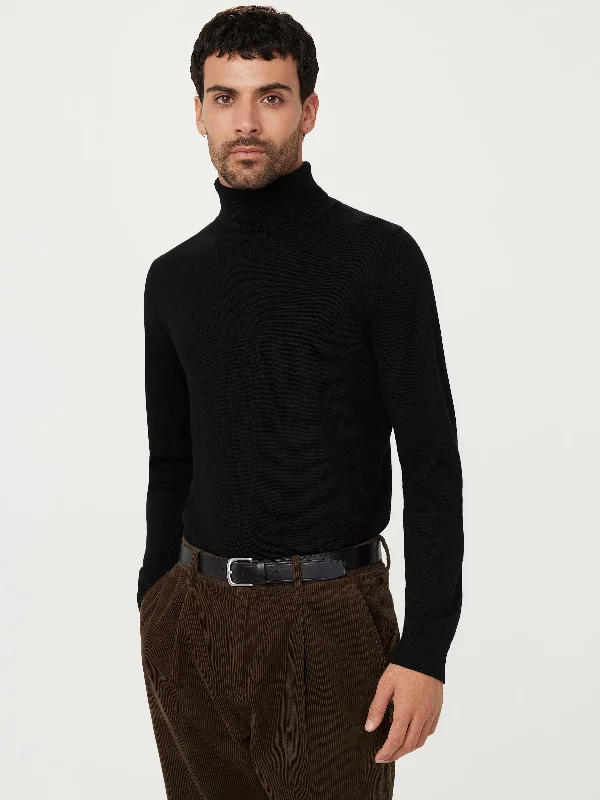 Tailored Essentials The Merino Wool Turtleneck in Black