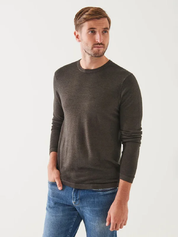 Sleek Prints Extra-Fine Merino Vintage Wash Crewneck - Dusky Green