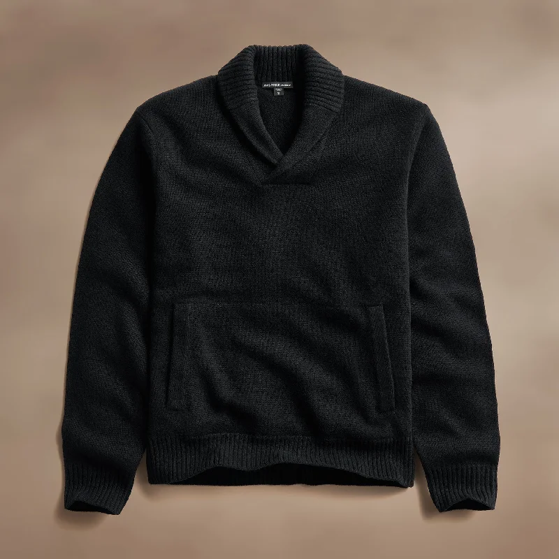 Tailored Essentials Cashmere Shawl Collar Pullover - Black