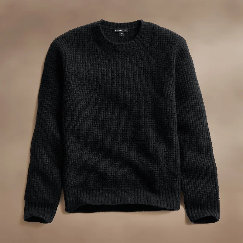 Clean Patterns Waffle Knit Sweater - Black