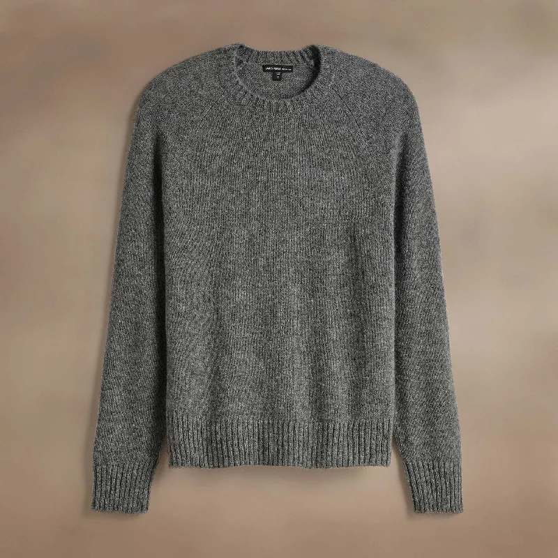 Smart Monochrome Lightweight Textured Cashmere Crew - Thunder