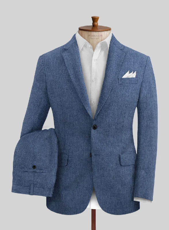 Soft Fitwear Stylbiella Spring Smoked Blue Linen Suit