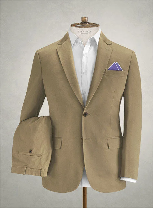 Relaxed Fit Look Italian Hunter Khaki Cotton Stretch Suit