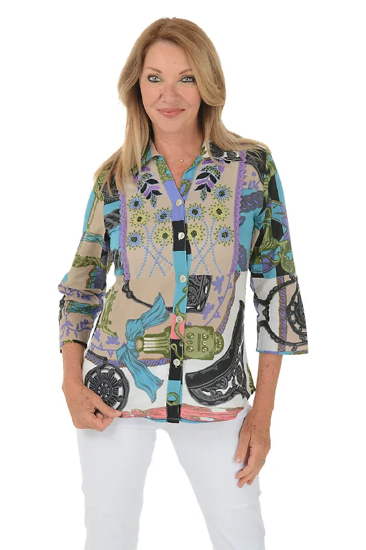 Petite Glenda Embroidered Button-Front Shirt