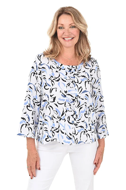 Twilight Brushstroke Ruched Front Blouse