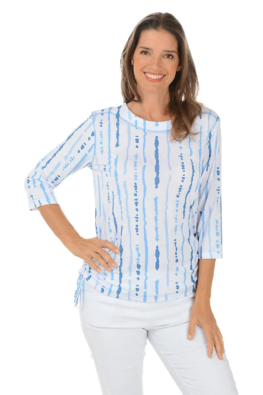 Petite Blue Jay Stripe Side Shirred Knit Top