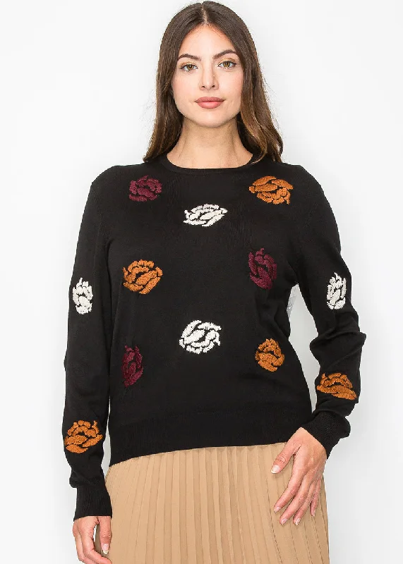 Black Garden Embroidered Sweater