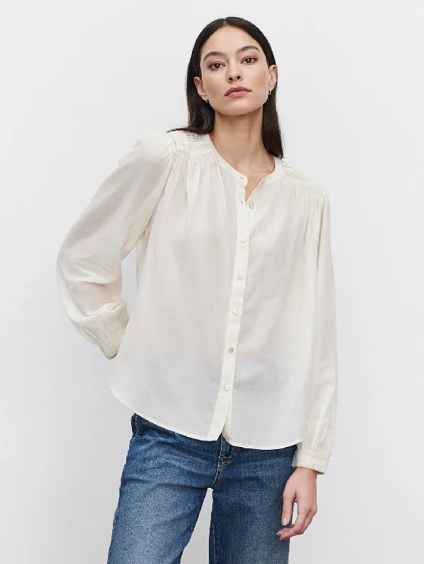 Holly Embroidered Lace Top - Cream