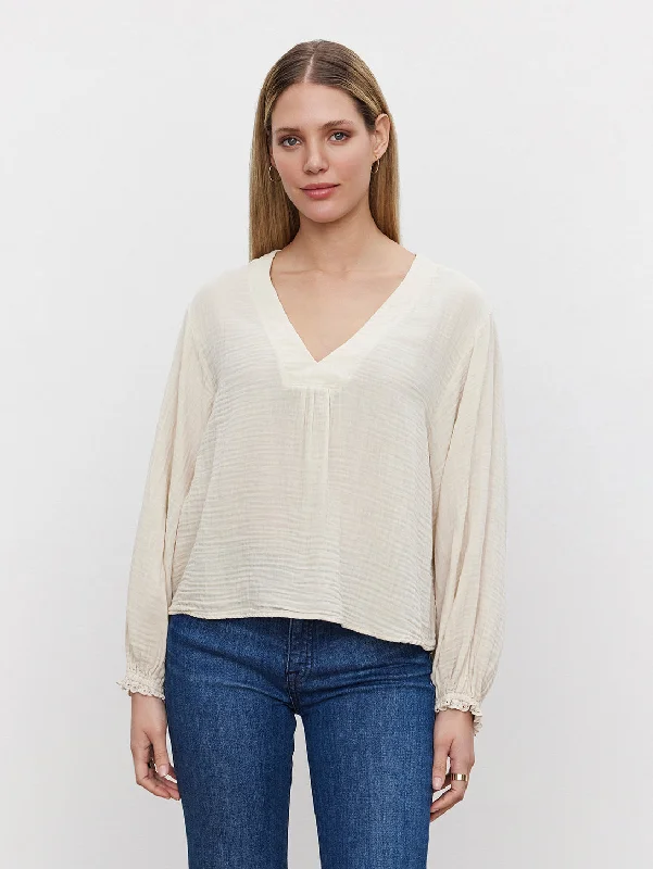 Naomi Cotton Gauze Top - White