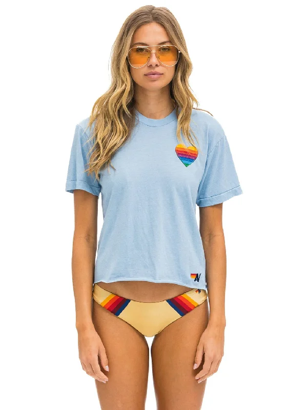 Rainbow Heart Stitch Boyfriend Tee - Ice