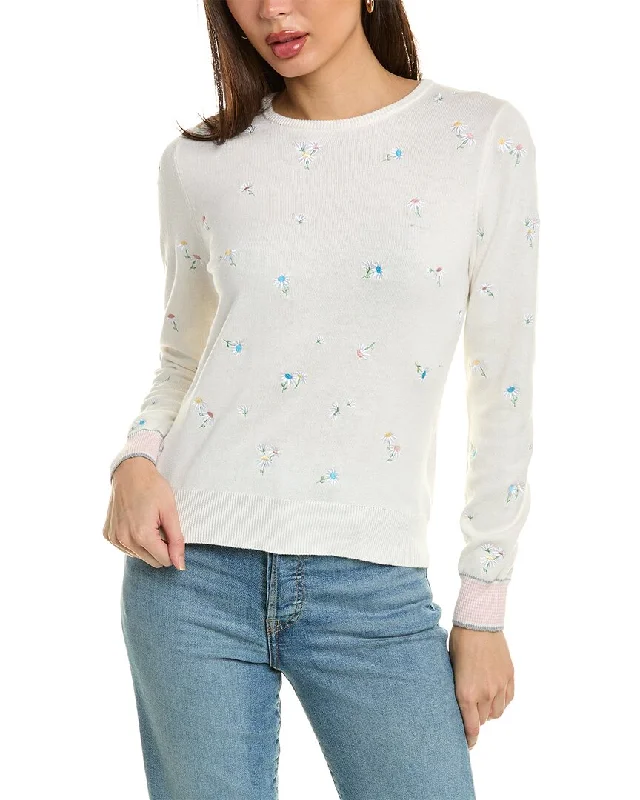 WISPR Embroidered Floral Crewneck Silk-Blend Sweater