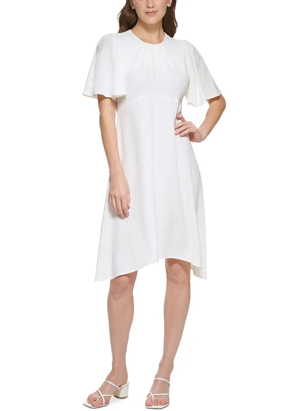 Womens Textured A-Line Midi Dress