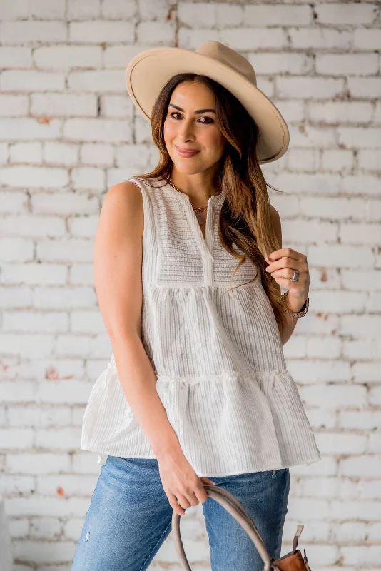 Woven Detailed Peplum Tank