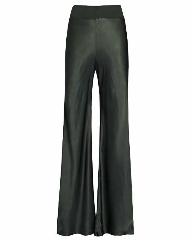 Bias Cut Satin Pant In Dark Cedar