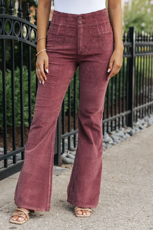 Free People Jayde Cord Flare Jeans - Plum