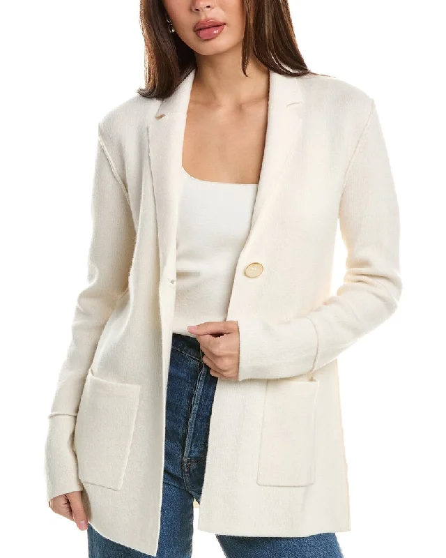 Forte Cashmere Notch Collar Cashmere Cardigan Blazer