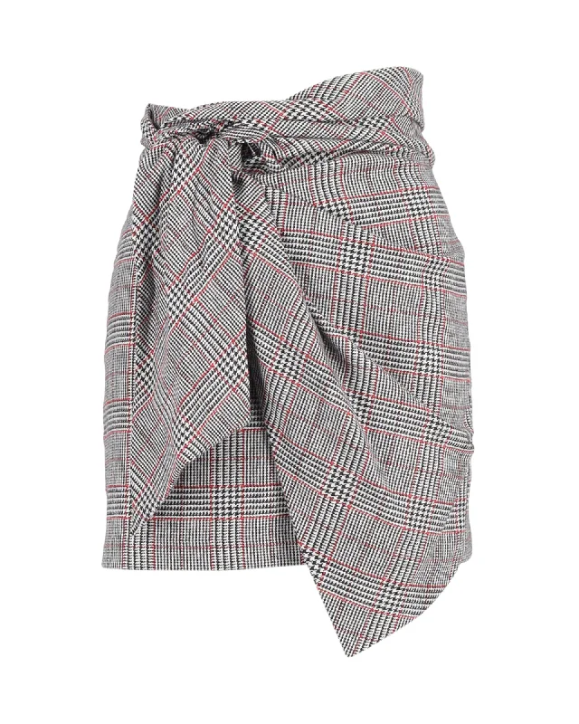 Isabel Marant Front-Knot Mini Skirt in Grey Wool