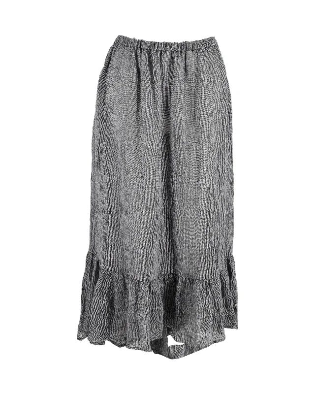 Lisa Marie Fernandez Asymmetric Midi Skirt in Grey Linen